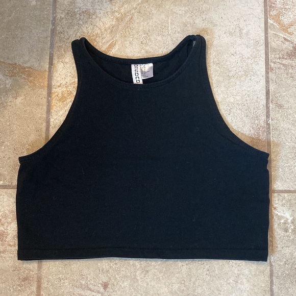 H&M Tops - H&M Divided crop tank top black 1” shoulder good condition MEDIUM gr8 w crochet